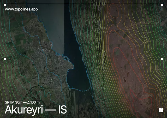 Contour map of Akureyri