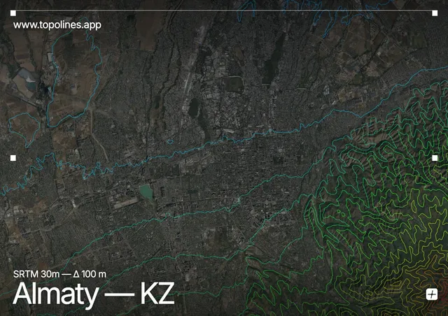 Contour map of Almaty