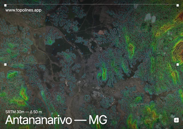 Contour map of Antananarivo