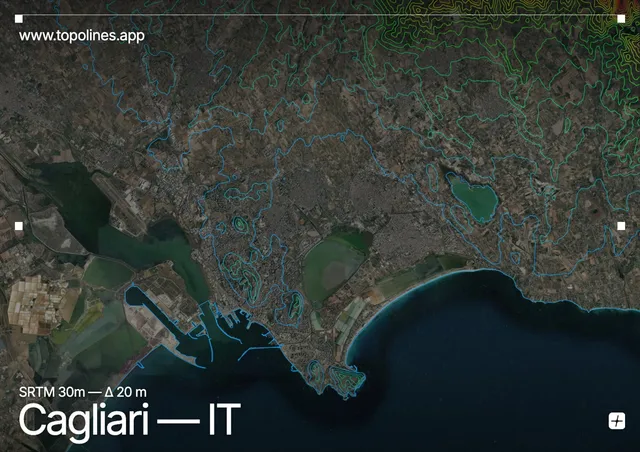 Contour map of Cagliari