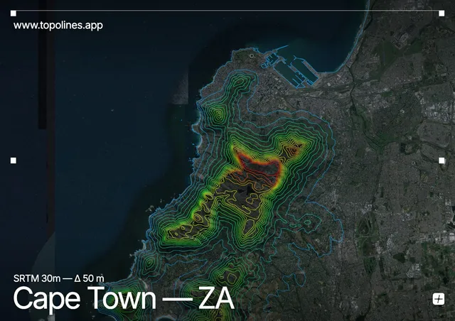 Contour map of Cape Town