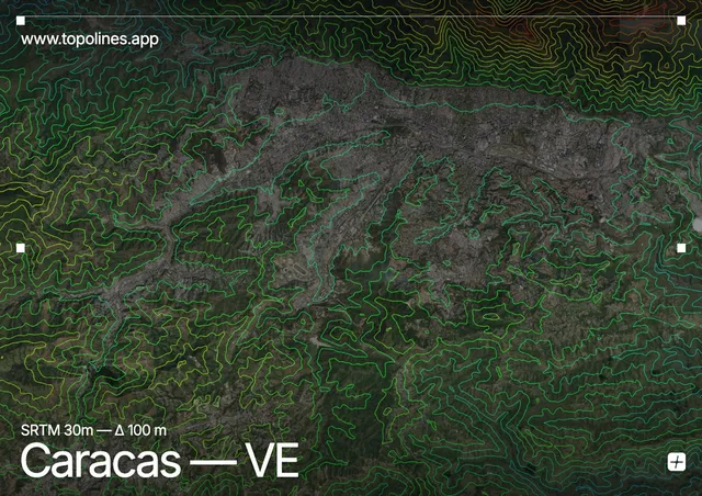 Contour map of Caracas