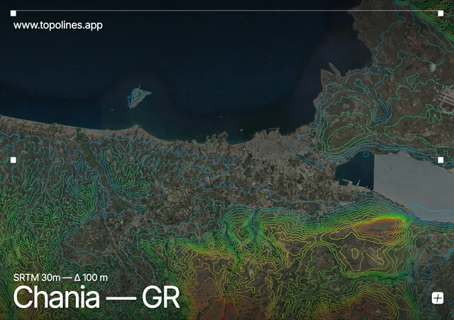 Contour map of Chania