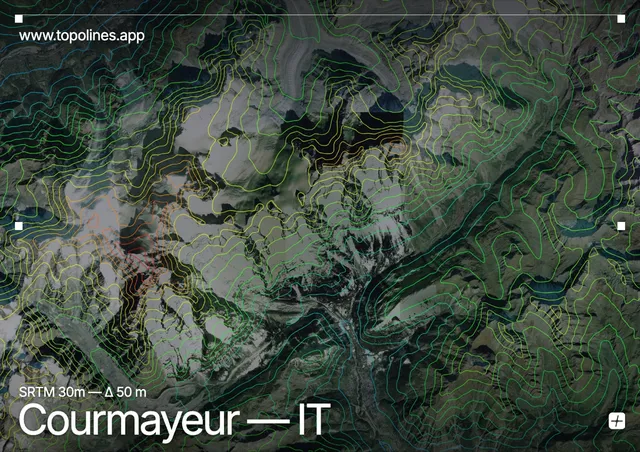 Contour map of Courmayeur