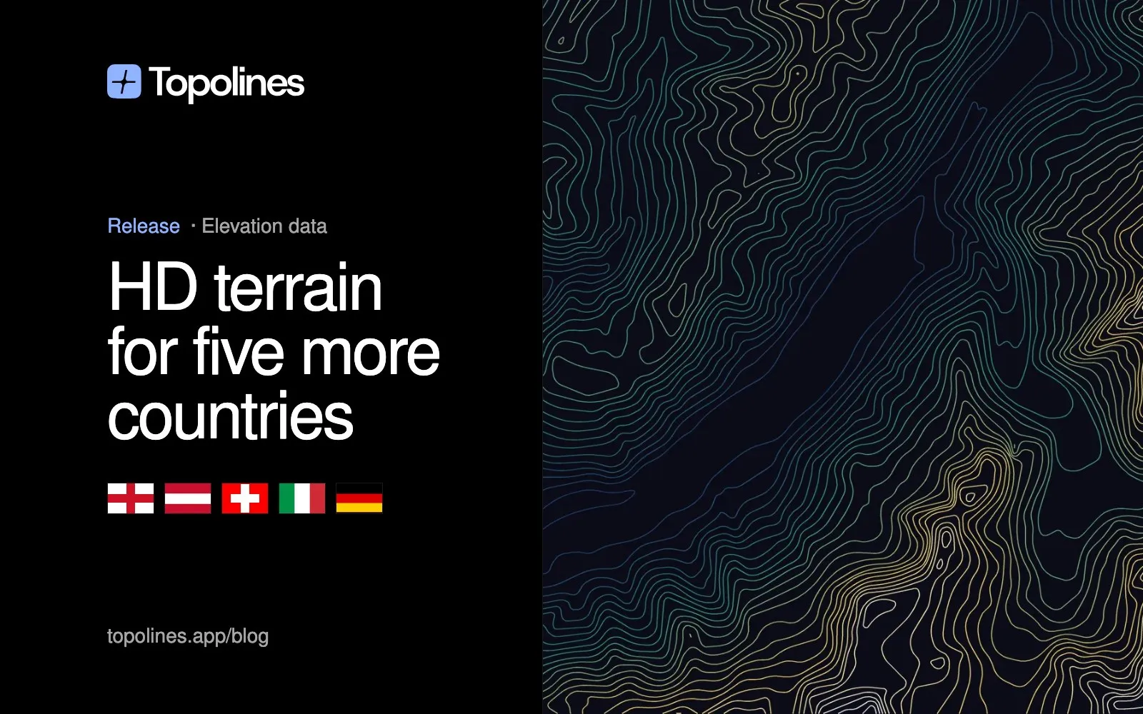 HD terrain data for England, Austria, Switzerland, Italy and Germany