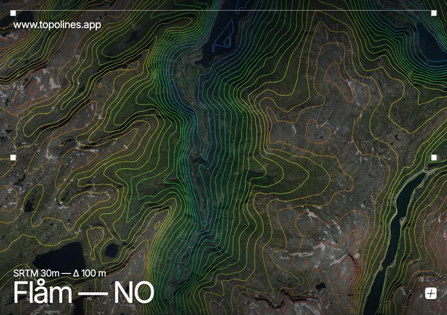 Contour map of Flåm