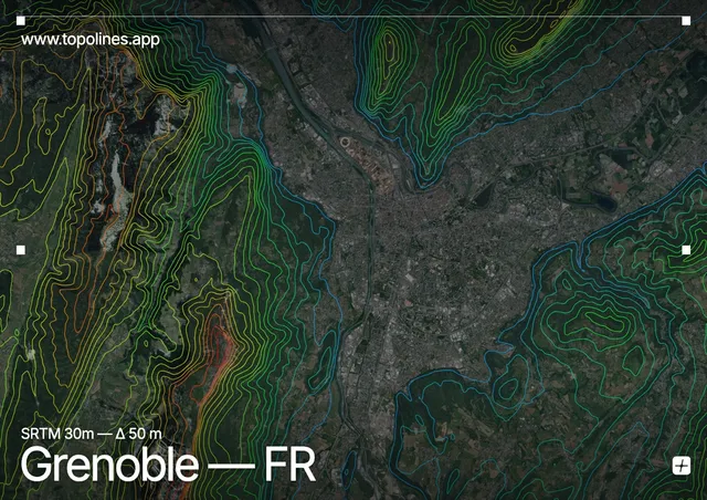 Contour map of Grenoble