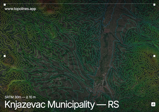 Contour map of Knjaževac