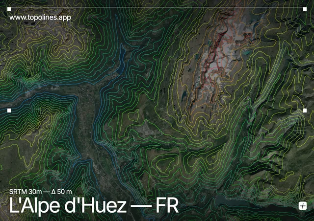 Contour map of L'Alpe d'Huez