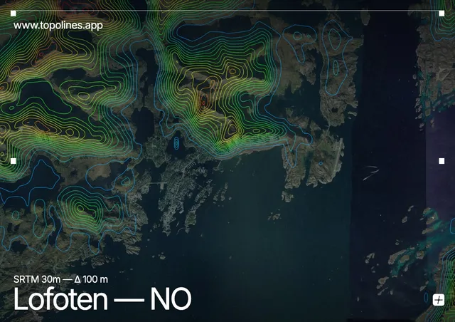 Contour map of Lofoten