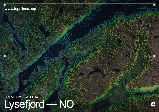 Contour map of Lysefjord
