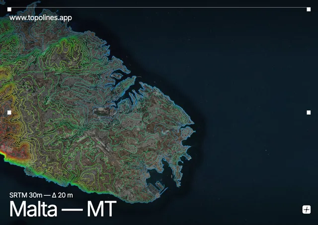 Contour map of Malta