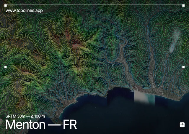 Contour map of Menton