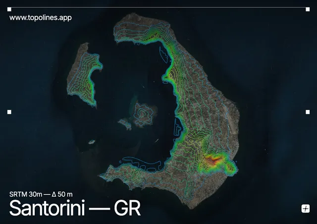 Contour map of Santorini