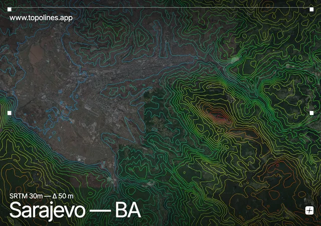 Contour map of Sarajevo