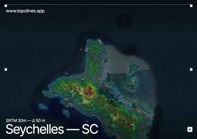 Contour map of Seychelles