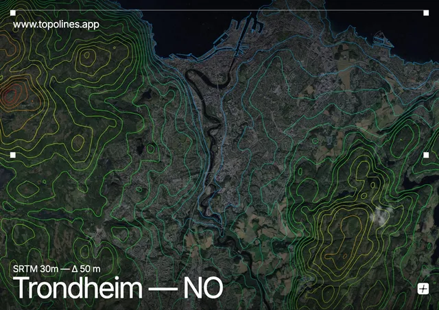 Contour map of Trondheim