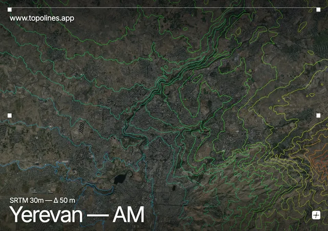 Contour map of Yerevan
