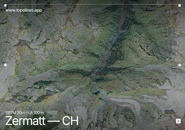 Contour map of Zermatt