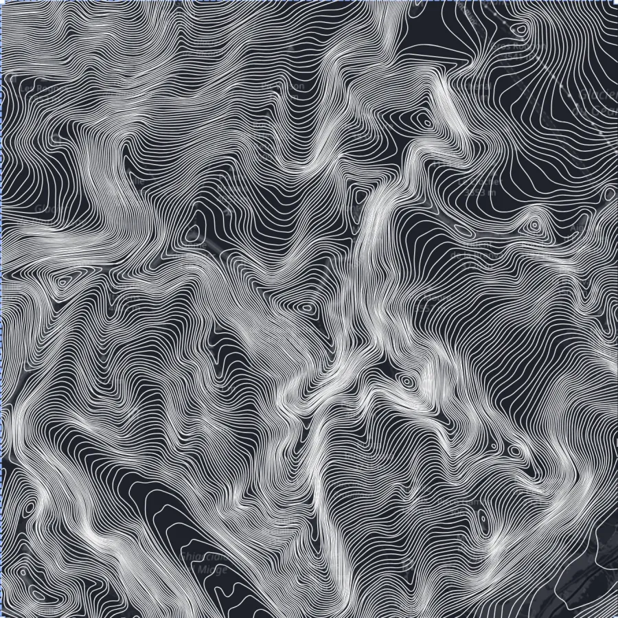 Mont Blanc massif rendered as contour lines