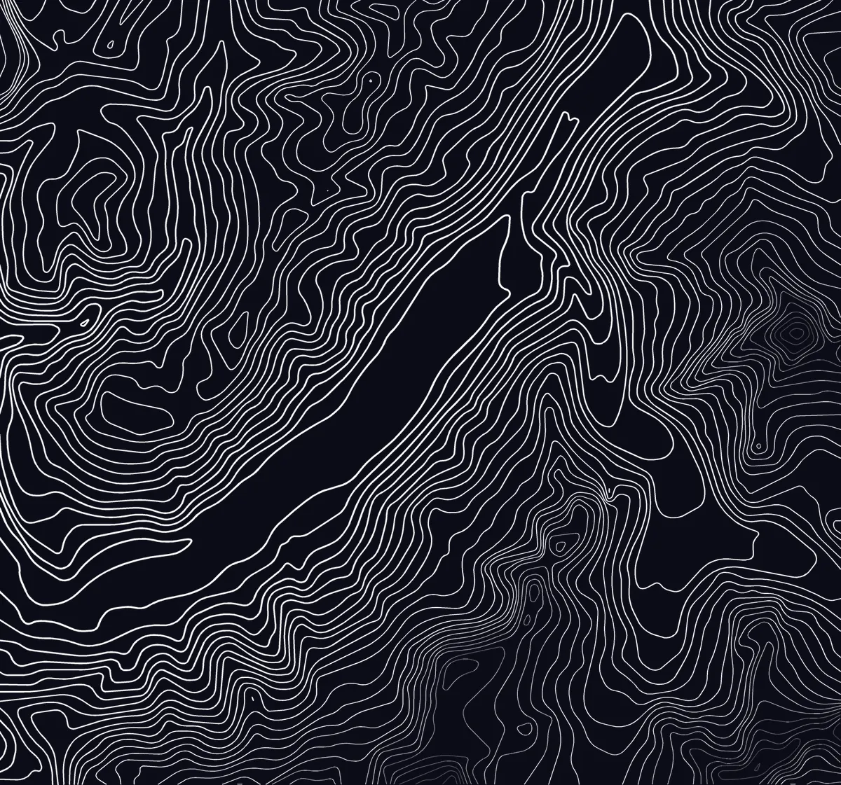 The same Chamonix contours with elevation taper, high-altitude lines drawn heavier
