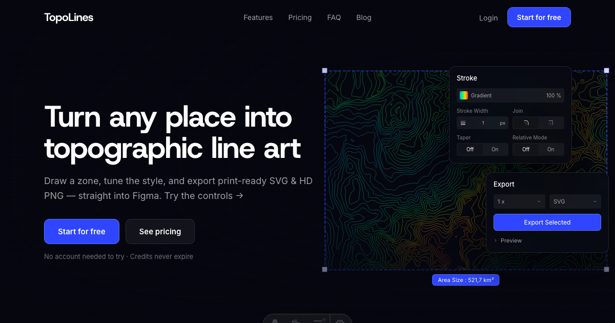 TopoLines — Topographic Map Generator for Contour Line Art
