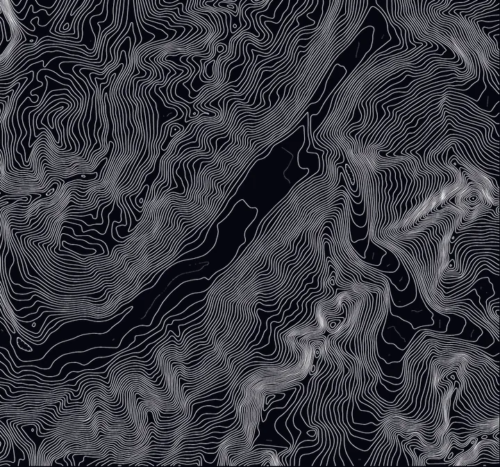 Contour lines of the Chamonix valley