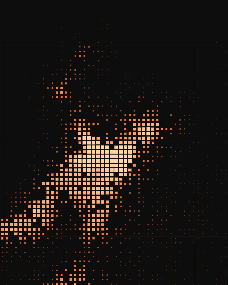 Table Mountain in orange squares over a metric grid