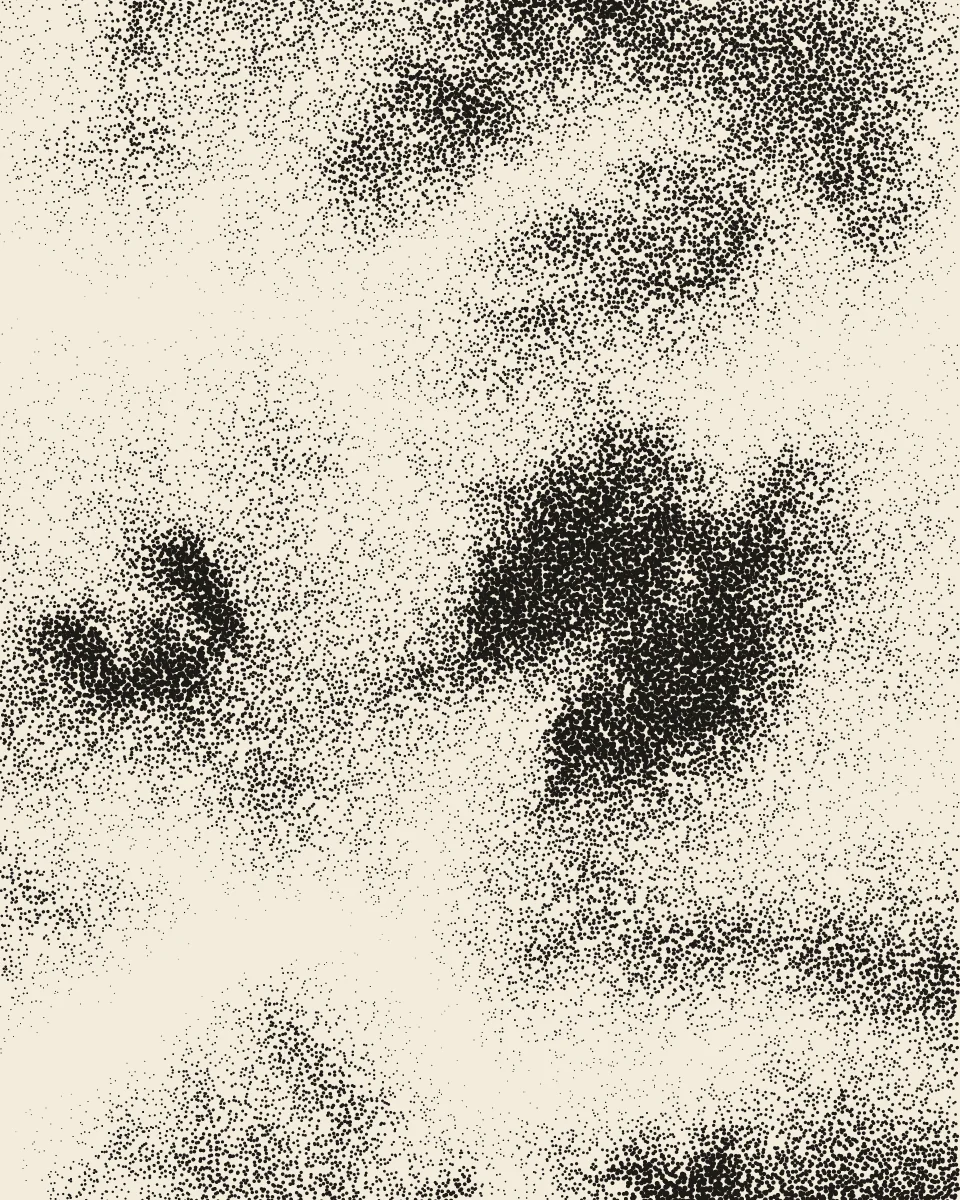 The Dolomites hand-stippled in black ink on cream paper