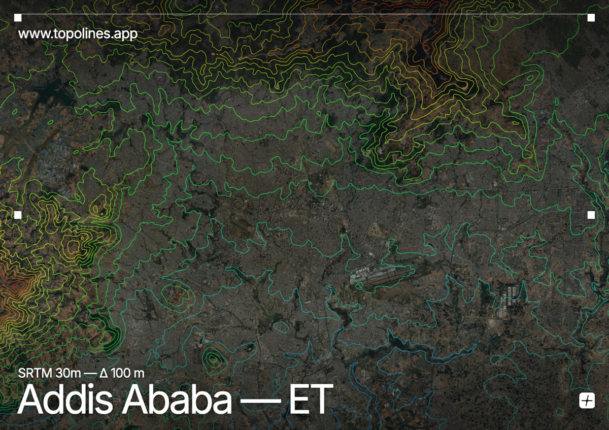 Contour map of Addis Ababa