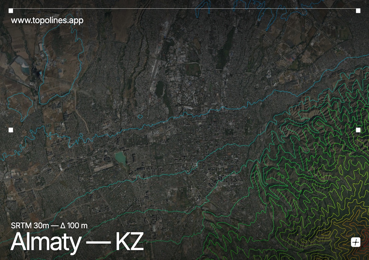 Contour map of Almaty