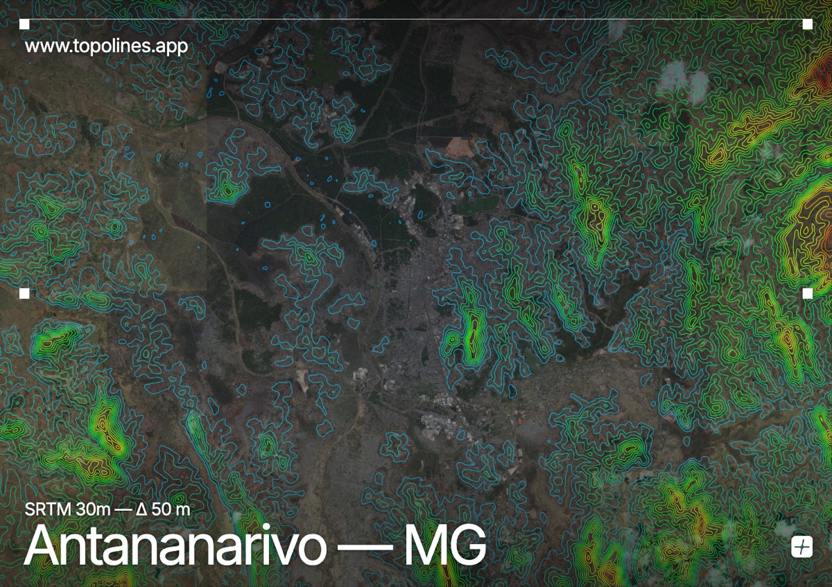Contour map of Antananarivo
