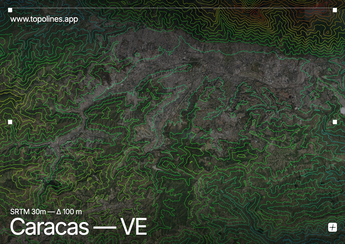 Contour map of Caracas
