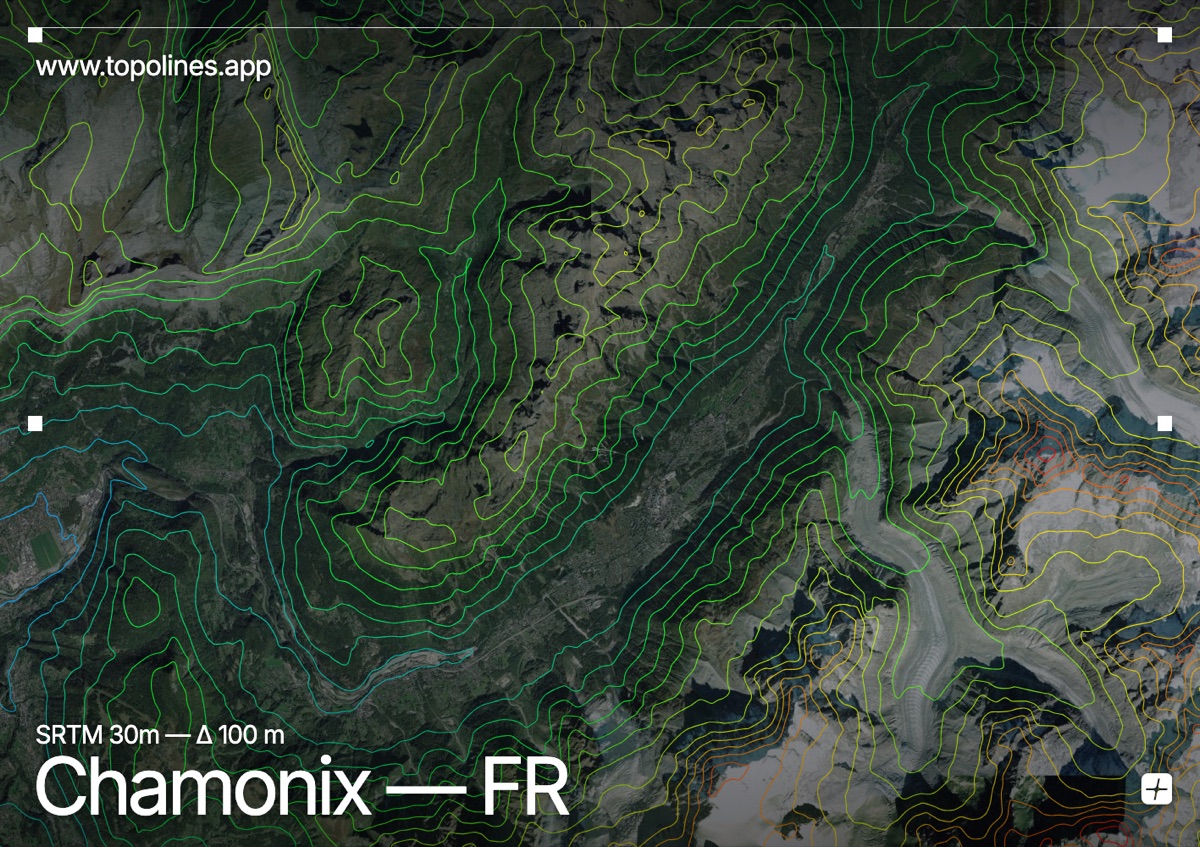 Contour map of Chamonix