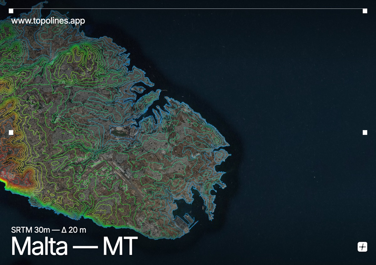 Contour map of Malta