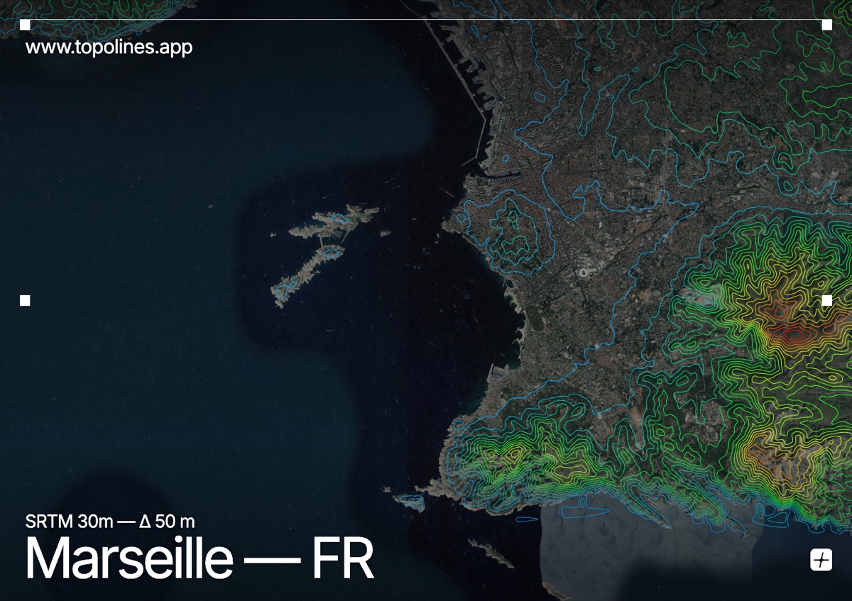 Contour map of Marseille