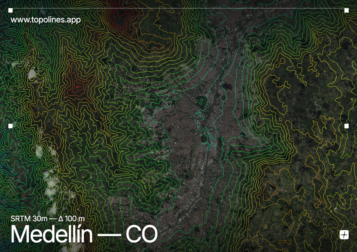 Contour map of Medellín