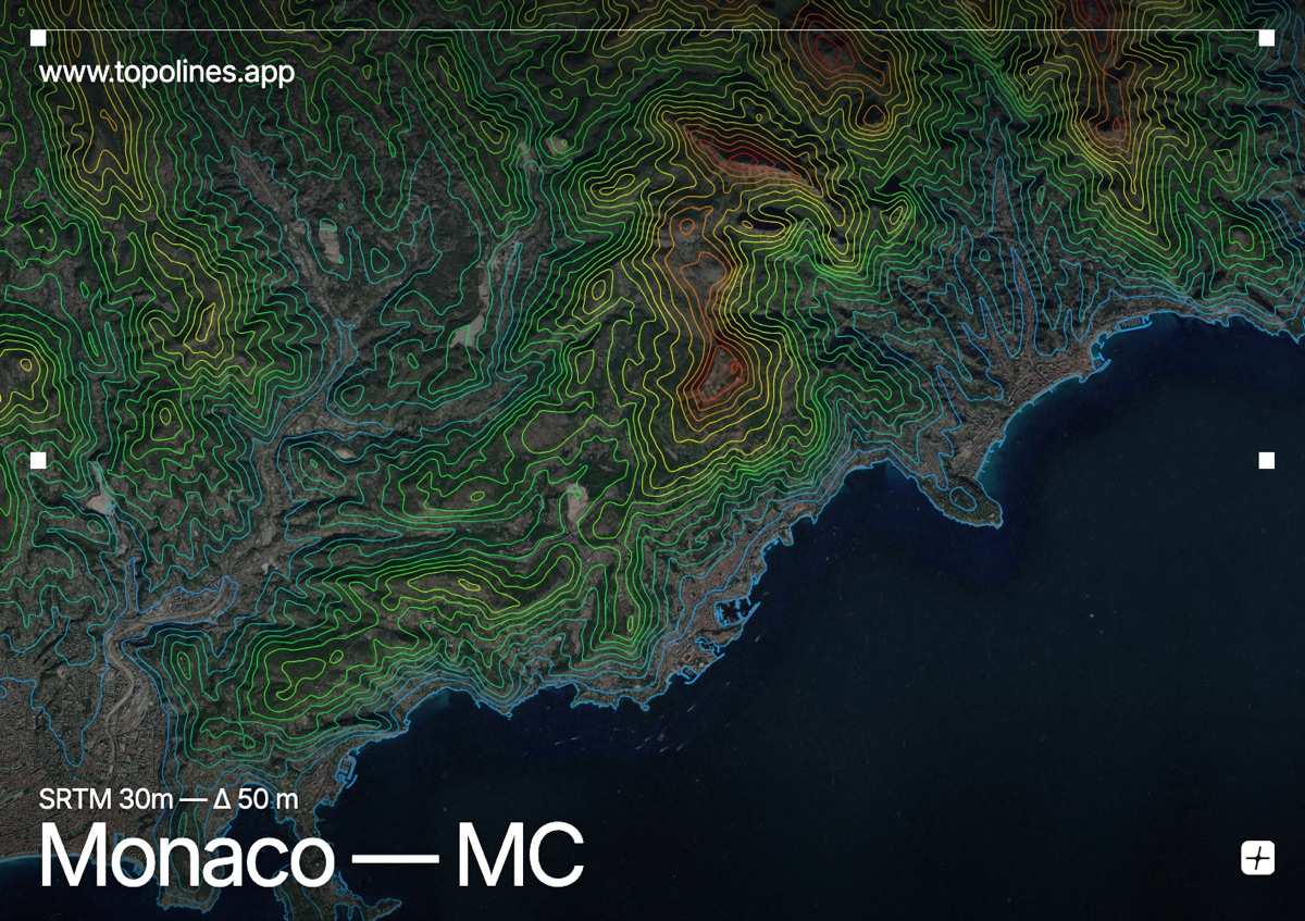 Contour map of Monaco