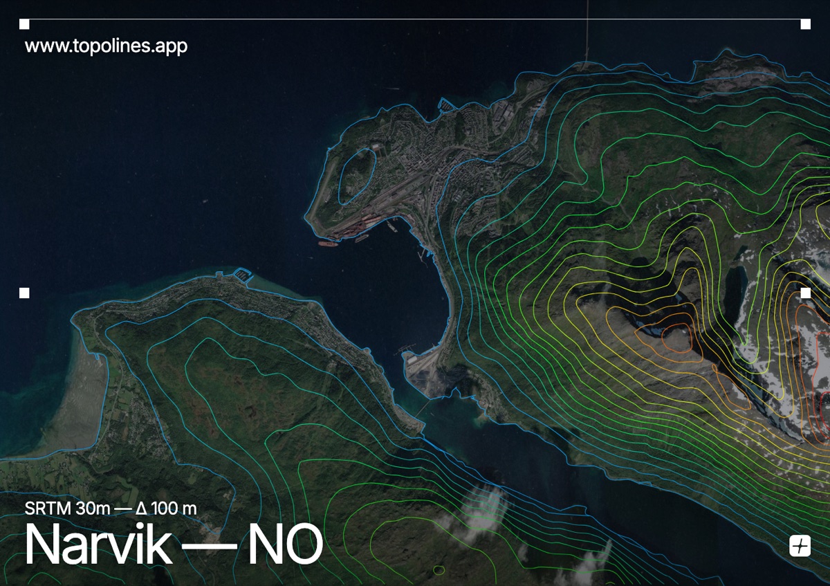Contour map of Narvik
