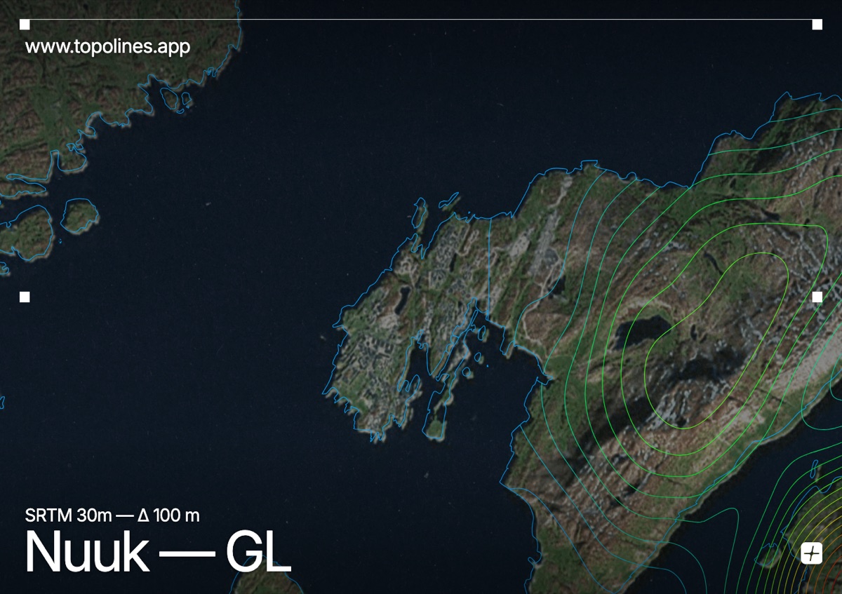 Contour map of Nuuk