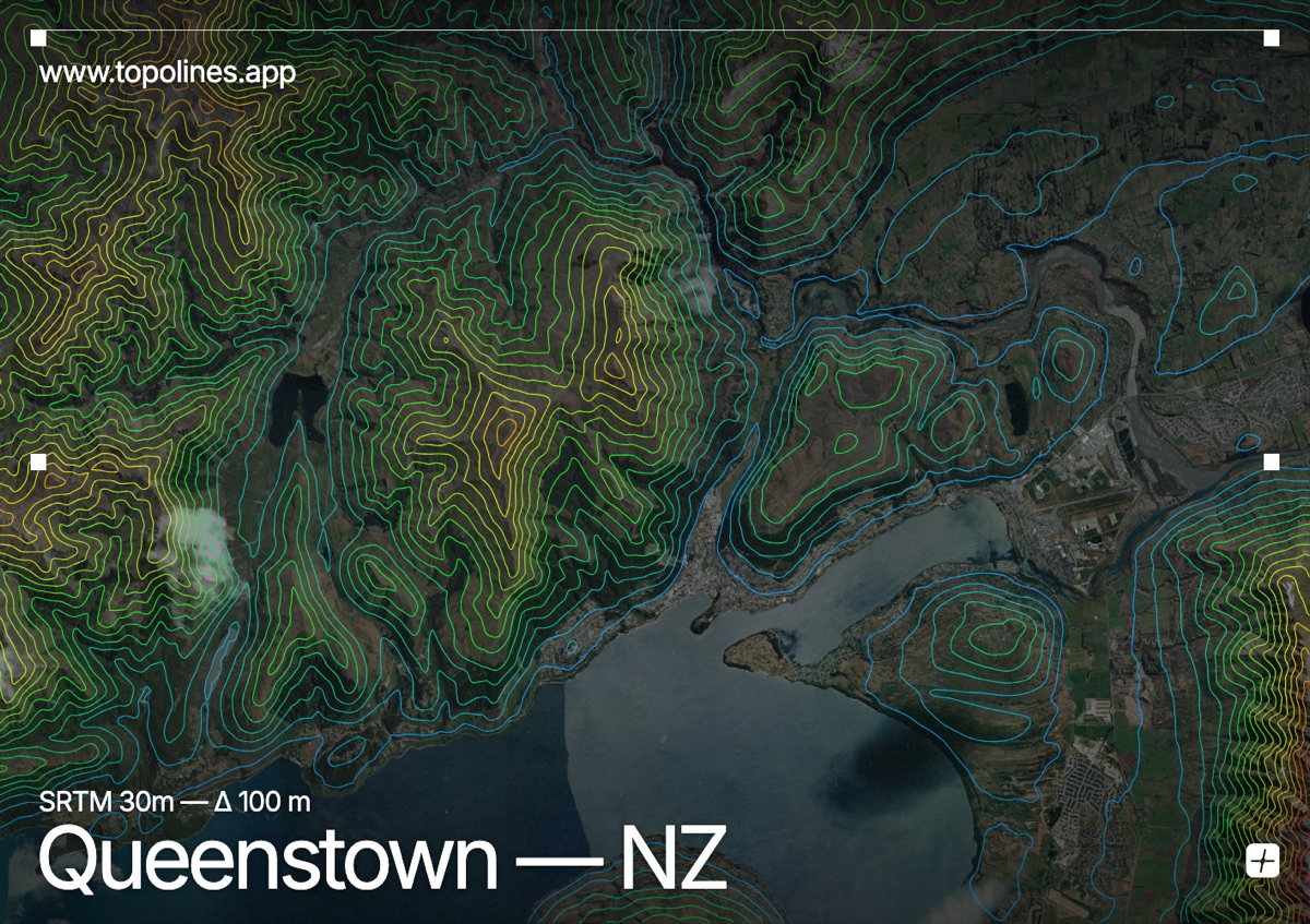 Contour map of Queenstown