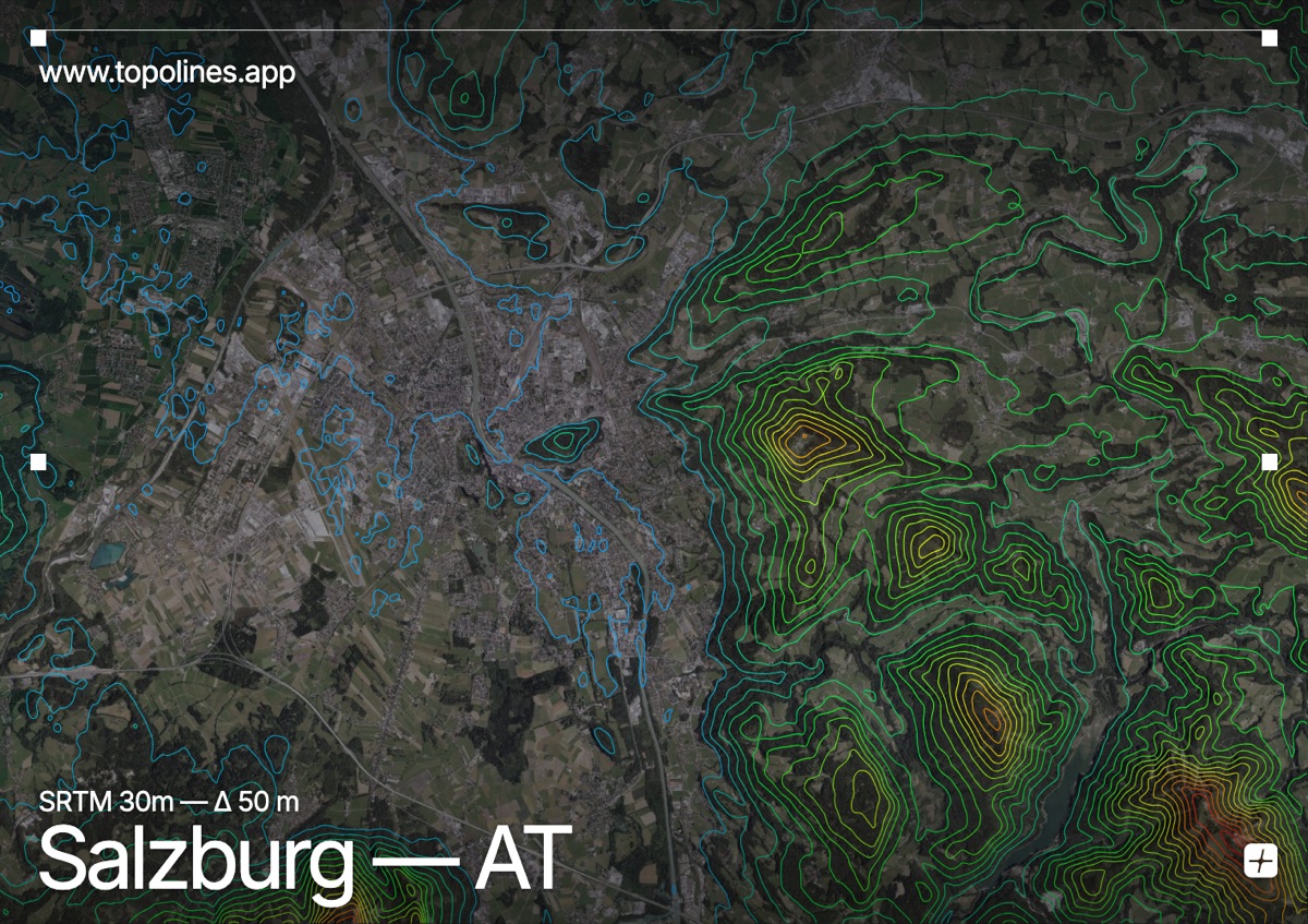 Contour map of Salzburg