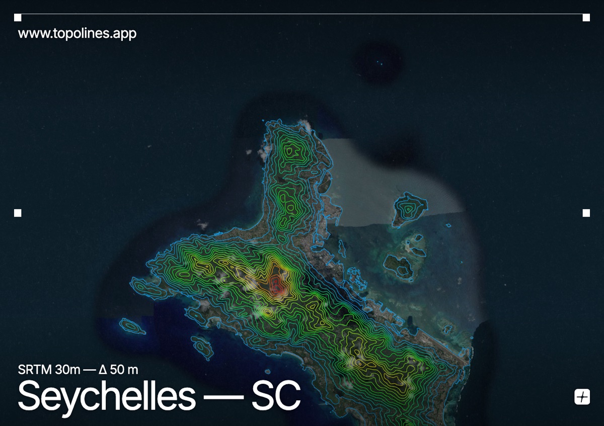 Contour map of Seychelles