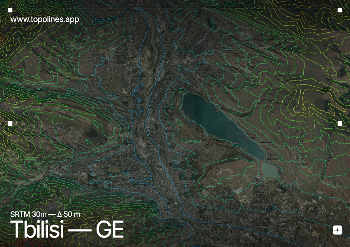 Contour map of Tbilisi