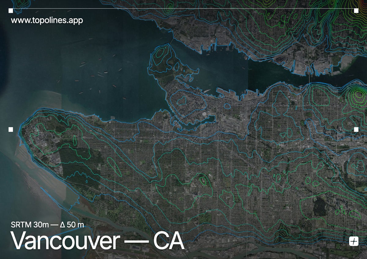 Contour map of Vancouver
